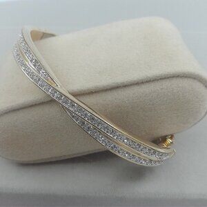 Vintage Swarovski Gold-Tone Crystal Bangle Bracelet